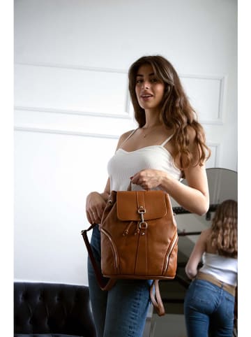 Victor & Hugo Paris Leder-Rucksack "Lauren" in Camel - (B)26,5 x (H)32 x (T)13 cm
