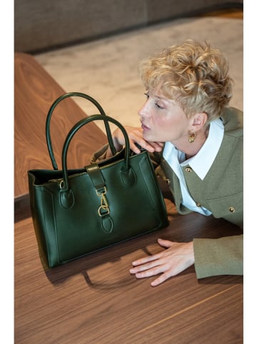 Victor & Hugo Paris Leder-Henkeltasche "Beryn" in Dunkelgrün - (B)31 x (H)22 x (T)11,5 cm