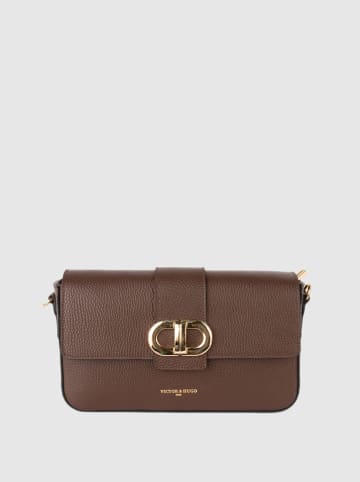 Victor & Hugo Paris Leder-Schultertasche "Rose" in Braun - (B)27 x (H)16 x (T)6 cm