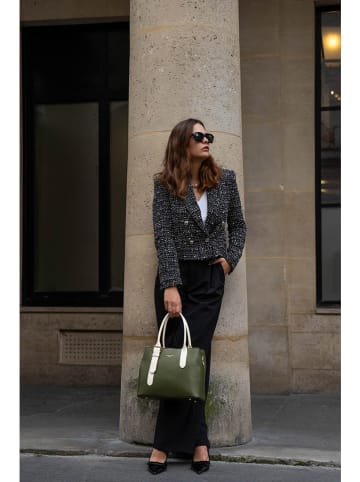 Victor & Hugo Paris Leder-Henkeltasche "Tuileries" in Khaki/ Creme - (B)31 x (H)23 x (T)11 cm