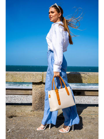 Victor & Hugo Paris Leder-Henkeltasche "Tuileries" in Creme/ Camel - (B)31 x (H)23 x (T)11 cm