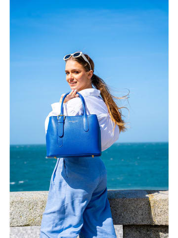 Victor & Hugo Paris Leder-Henkeltasche "Tuileries" in Blau - (B)31 x (H)23 x (T)11 cm