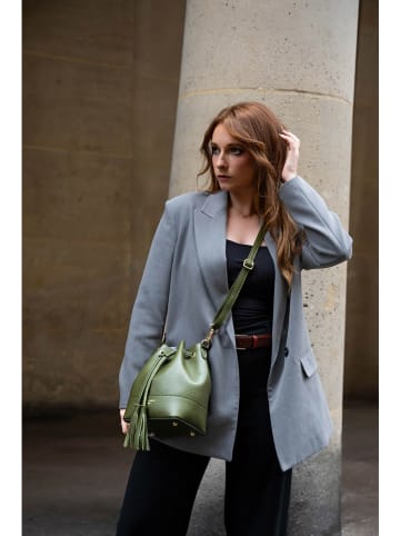 Victor & Hugo Paris Leder-Henkeltasche "Mini Livy" in Khaki - (B)18 x (H)21,5 x (T)11 cm