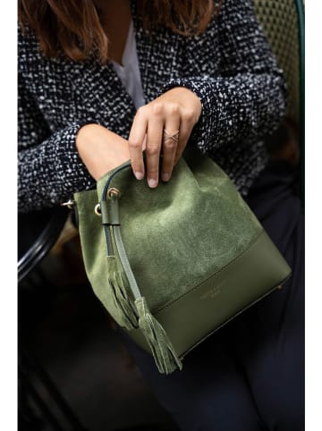 Victor & Hugo Paris Skórzana torebka "Mini Livy" w kolorze khaki - 18 x 21,5 x 11 cm