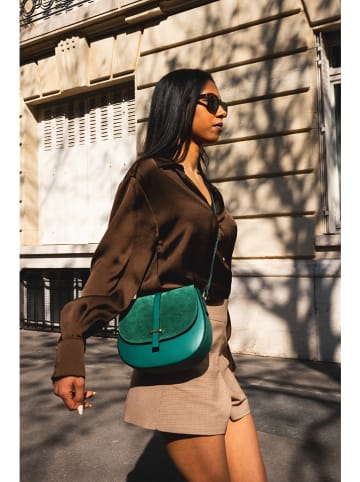 Victor & Hugo Paris Leder-Umhängetasche "Amel" in Grün - (B)22,5 x (H)18,5 x (T)6 cm