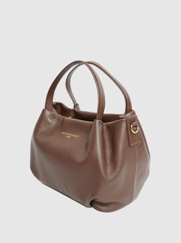 Victor & Hugo Paris Leder-Henkeltasche "Allegra" in Braun - (B)30 x (H)20 x (T)14 cm