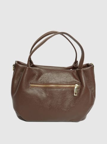 Victor & Hugo Paris Leder-Henkeltasche "Allegra" in Braun - (B)30 x (H)20 x (T)14 cm