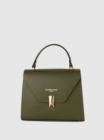 Victor & Hugo Paris Skórzana torebka "Hugo" w kolorze khaki - 23,5 x 20 x 10 cm