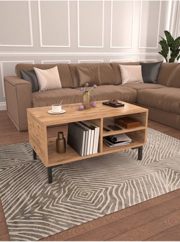 HanahHome Couchtisch "Anya" in Hellbraun - (B)90 x (H)47 x (T)50 cm
