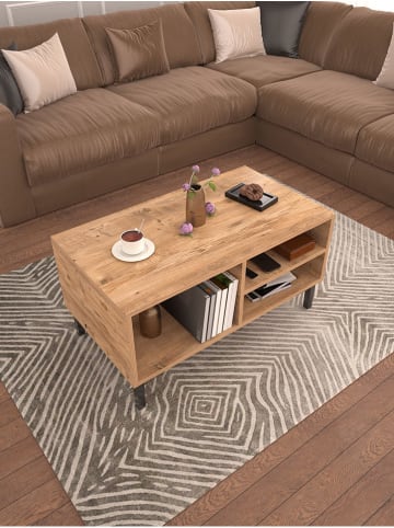 HanahHome Couchtisch "Anya" in Hellbraun - (B)90 x (H)47 x (T)50 cm