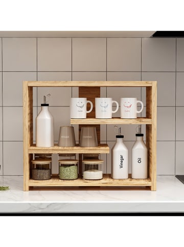 HanahHome Küchenregal "Gupse" in Hellbraun - (B)48,6 x (H)40 x (T)21,4 cm