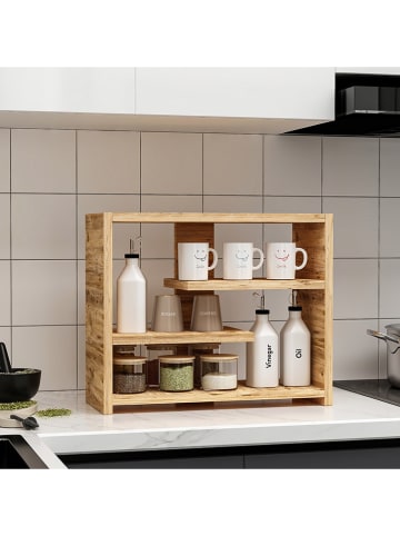 HanahHome Küchenregal "Gupse" in Hellbraun - (B)48,6 x (H)40 x (T)21,4 cm