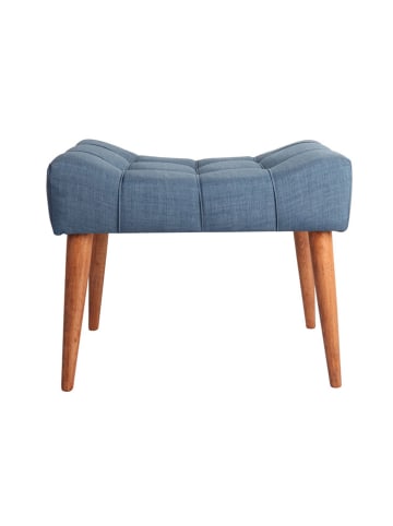 HanahHome Pouf "New Cool" in Blau/ Hellbraun - (B)58 x (H)45 x (T)40 cm