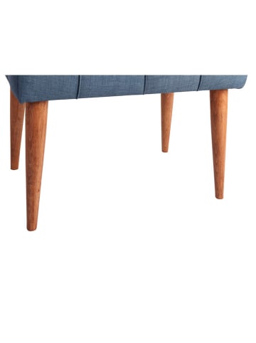 HanahHome Pouf "New Cool" in Blau/ Hellbraun - (B)58 x (H)45 x (T)40 cm
