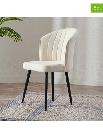 HanahHome Krzesła (2 szt.) "Rubi" w kolorze kremowym - 52 x 85 x 42 cm