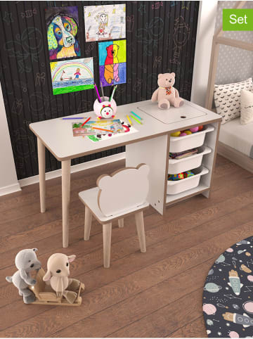 HanahHome 2-delige set: bureau met stoel "Soho" wit