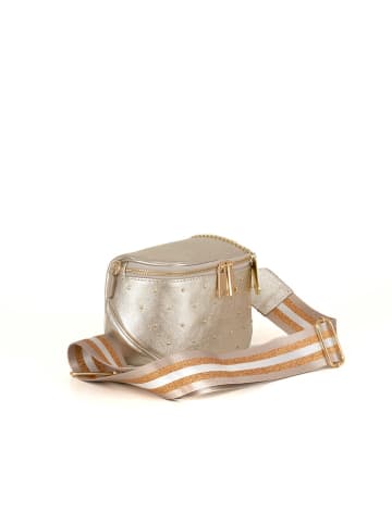 Anna Morellini Leder-Umhängetasche "Domenica" in Gold - (B)19 x (H)15 x (T)8 cm