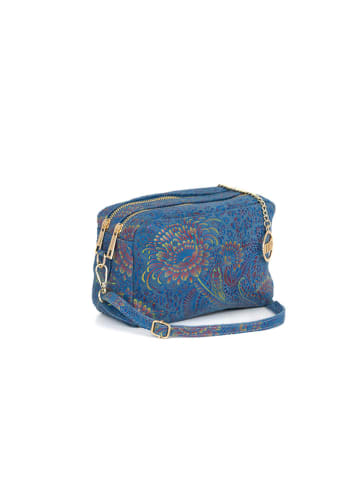 Mia Tomazzi Leren schoudertas "Zamagna" blauw - (B)21 x (H)14 x (D)8 cm