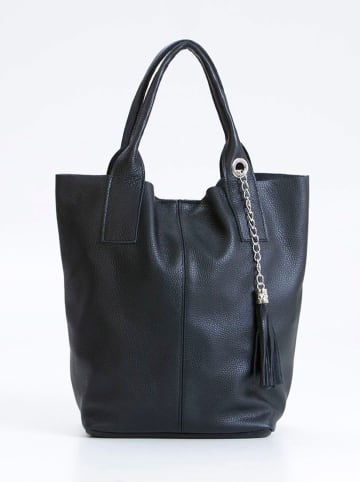 Pia Sassi Skórzany shopper bag "Monte Cimone" w kolorze czarnym - 28 x 35 x 17 cm