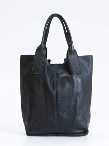 Pia Sassi Leder-Shopper "Monte Cimone" in Schwarz - (B)28 x (H)35 x (T)17 cm