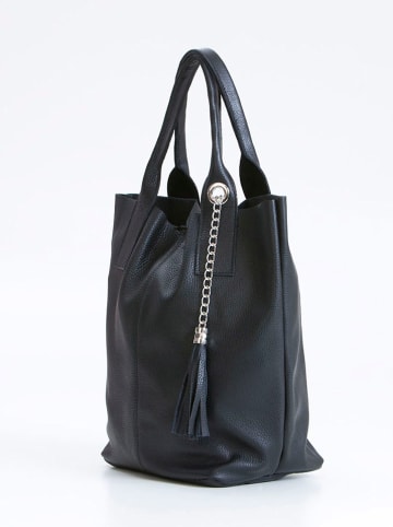 Pia Sassi Skórzany shopper bag "Monte Cimone" w kolorze czarnym - 28 x 35 x 17 cm