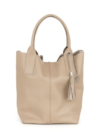 Pia Sassi Leder-Shopper "Monte Cimone" in Beige - (B)28 x (H)35 x (T)17 cm