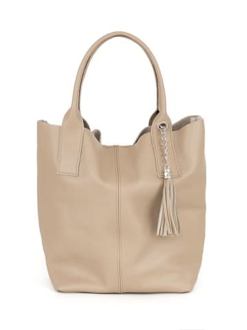 Pia Sassi Leder-Shopper "Monte Cimone" in Beige - (B)28 x (H)35 x (T)17 cm