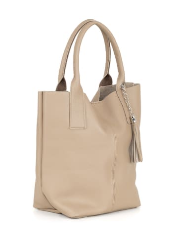 Pia Sassi Leder-Shopper "Monte Cimone" in Beige - (B)28 x (H)35 x (T)17 cm