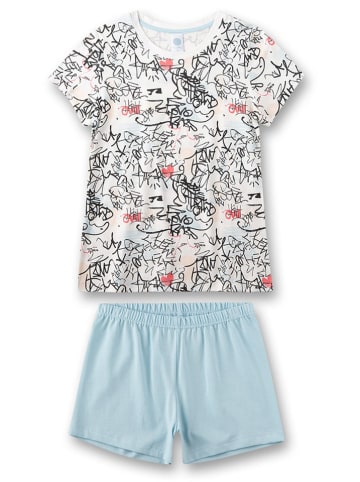 Sanetta Pyjama in Weiß/ Bunt/ Hellblau