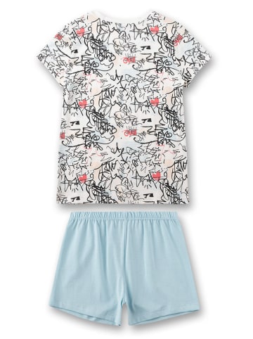 Sanetta Pyjama in Weiß/ Bunt/ Hellblau