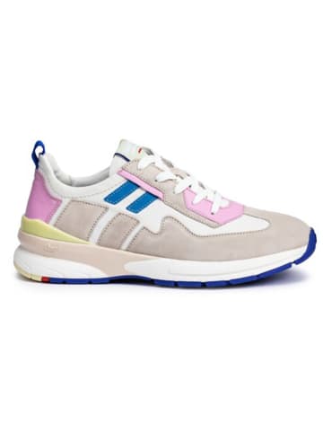 LLOYD Leren sneakers beige/blauw/lichtroze