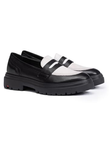 LLOYD Leder-Slipper in Schwarz/ Weiß
