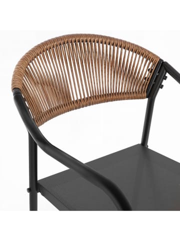 Inkazen 4-delige set: tuinstoelen zwart/lichtbruin - (B)51 x (H)77 x (D)57 cm