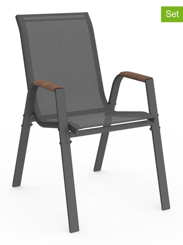 Inkazen 4-delige set: tuinstoelen grijs - (B)51 x (H)84 x (D)68 cm