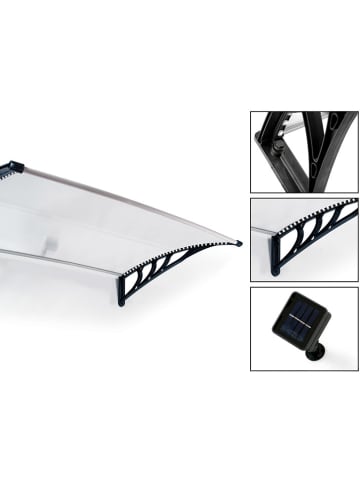 Inkazen LED-Solar-Vordach in Transparent/ Schwarz - (B)150 x (H)23 x (T)80 cm