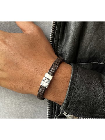 Uomo Leren armband bruin