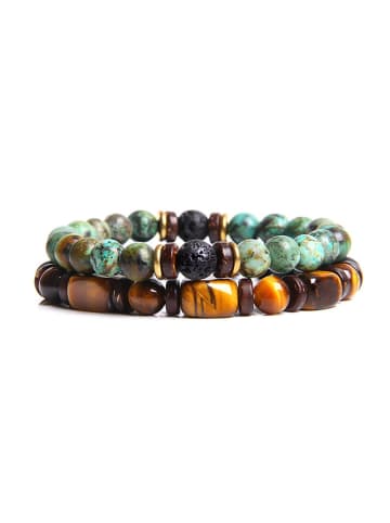 Uomo 2-delige set: armbanden met edelstenen