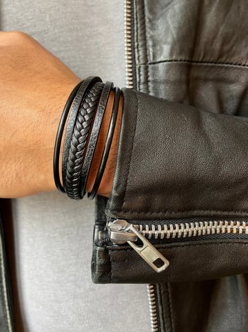 Uomo Leder-Armband in Schwarz