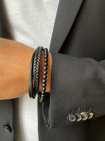 Uomo Leren armband zwart