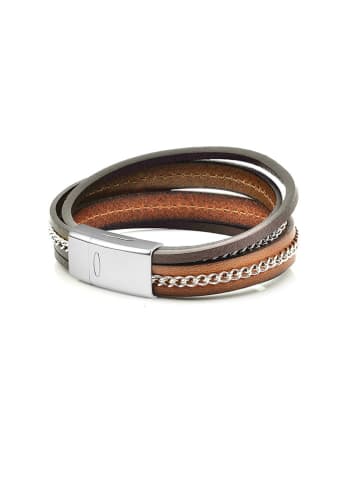 Uomo Leren armband bruin/lichtbruin