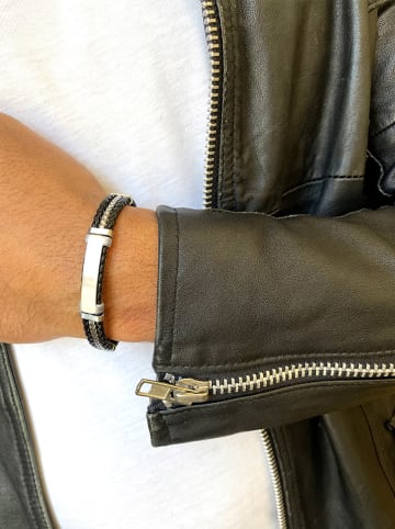 Uomo Leder-Armband in Schwarz/ Silber