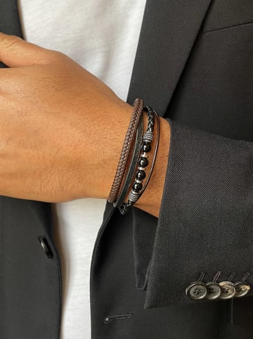 Uomo Leren armband met edelstenen