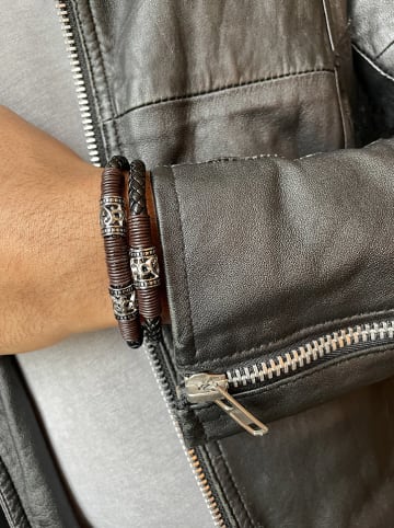 Uomo Leren armband zwart/bruin