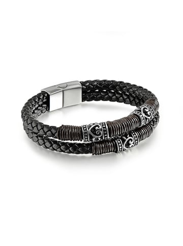 Uomo Leren armband zwart/bruin