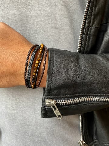 Uomo Leren armband met edelstenen