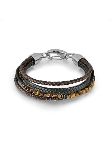Uomo Leren armband met edelstenen