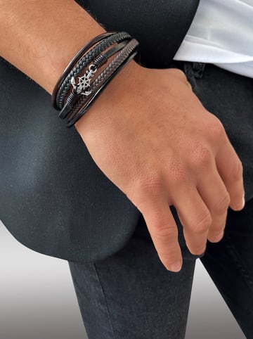 Uomo Leder-Armband in Schwarz/ Braun