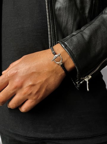 Uomo Leren armband zwart
