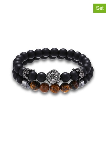 Uomo 2er-Set: Armbänder mit Edelsteinen