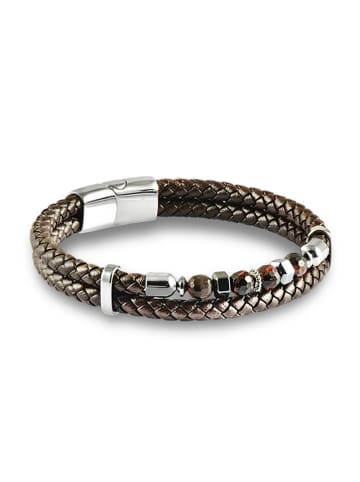 Uomo Leren armband met edelstenen